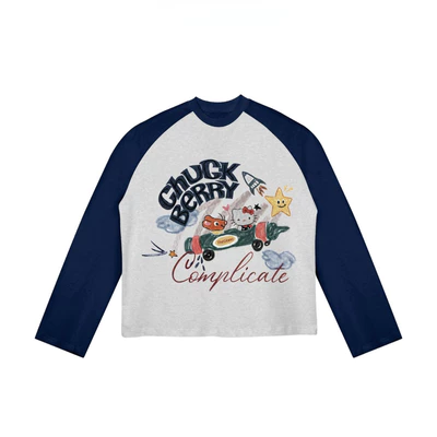 TheGlam CHÍNH HÃNG - Áo Thun Tay Dài "CHUCK BERRY" Raglan UNISEX Màu Xám/Xanh Navy - TS06-16