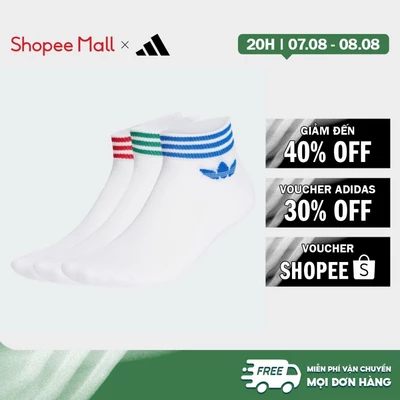 [Duy nhất 8.8 - VOUCHER 30%]adidas Lifestyle Island Club Trefoil Ankle Socks 3 Pairs Unisex White JI9489