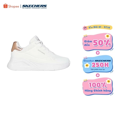 Giày Thể Thao Nữ Skechers Street UNO Lite Shimmer Along - 177291-WHT Memory Foam