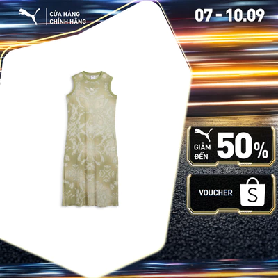 Đầm Thời Trang PUMA Nữ DARE TO Mesh Column Dress Pistachio Green-AOP Màu Xanh Lá