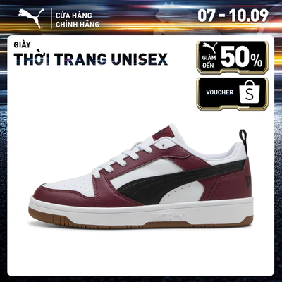 Giày Thời Trang PUMA Unisex Rebound v6 Low White-Black-Ruby Shimmer Màu Trắng