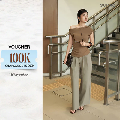 Quần Kaki Nữ Gmorning - GUMAC Ống Rộng Xếp Ly Túi Tam Giác Một Lớp Dễ Phối Đồ Đi Làm Đi Chơi YQJG06023