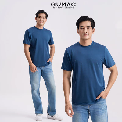 Áo Thun Nam GUMAC Form Regular Cổ Bo Tay Ngắn Thun Lạnh Co Giãn Basic ATNG04048