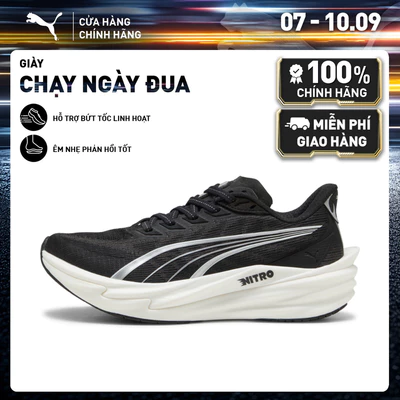 Giày Chạy Bộ PUMA Nữ Deviate NITRO 4 Wns Black-White-Silver Màu Đen