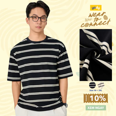 Áo Phông Nam Yody Relax Kẻ To Mác Everyday MCTS26S054