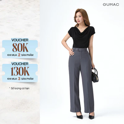 [NHẬP MÃ AFFTHAG GIẢM 99K] Quần Ống Suông Nữ 99cm GUMAC Quần Tây Công Sở Lưng Cao Cài Quai Dê Chất Tuyết Mưa LQE1241