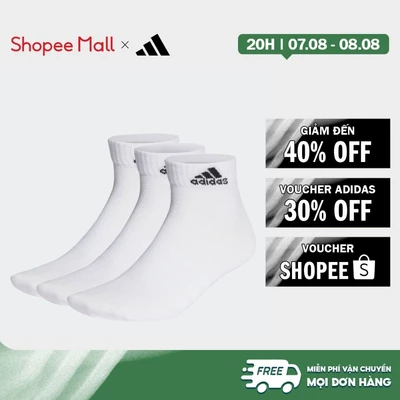 [Duy nhất 8.8 - VOUCHER 30%]adidas Phong cách sống Bộ 3 Đôi Tất Cổ Ngắn Mỏng Nhẹ Unisex trắng HT3468