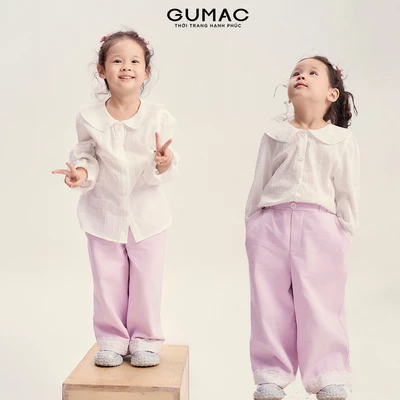 Quần Dài Bé Gái GUMAC Form Ống Rộng Lưng Thun Nút Kiểu Vải Kaki Năng Động QKG04075