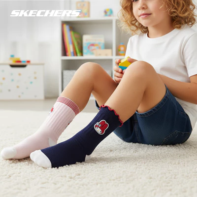 Vớ Thể Thao Bé Gái Skechers Hello Kitty & My Melody Socks Vớ Cổ Trung (2 Đôi) - SL226G262-02V3