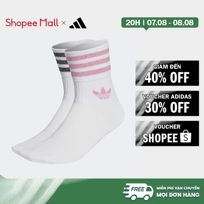 [Duy nhất 8.8 - VOUCHER 30%]adidas Phong cách sống Bộ 2 Đôi Tất Nhũ Cổ Trung Nữ trắng HK0301