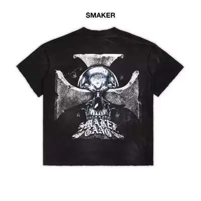 [SMAKER] Áo thun màu đen 100% cotton washed - $MAKER GANG WASHED TEE IN BLACK