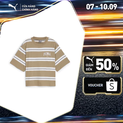 Áo Thun Thời Trang PUMA Nữ SQUAD Striped Tee Oak Branch Màu Be