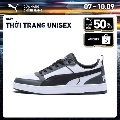 Giày Thời Trang PUMA Unisex Dribble White-Black-Shadow Gray Màu Trắng