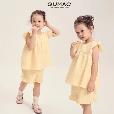 Set lẻ Áo Kiểu Bé Gái GUMAC Form A Tay Cánh Tiên AKG04034 - Quần Short Bé Gái GUMAC Form A Lưng Thun Lai Bèo SHKG0403