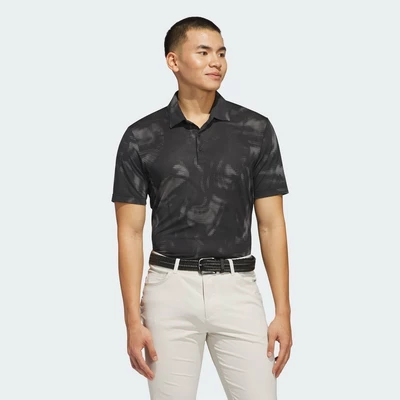 adidas Đánh gôn Áo Polo Lưới In Họa Tiết Ultimate365 Nam Đen JF4894