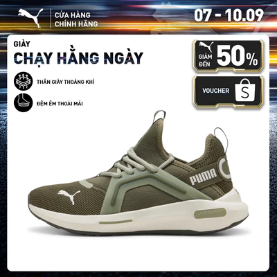 Giày Thể Thao PUMA Unisex Softride Enzo 5 Loden Green-Lux Army-Vapor Gray Màu Xanh Lá
