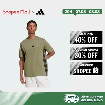 [Duy nhất 8.8 - VOUCHER 30%]adidas Phong cách sống Áo Thun Single Jersey 3 Sọc Essentials Nam màu xanh lá JE6391