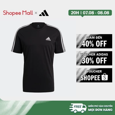 [Duy nhất 8.8 - VOUCHER 30%]adidas Phong cách sống Áo Thun 3 Gạch Essentials Nam Đen GL3732