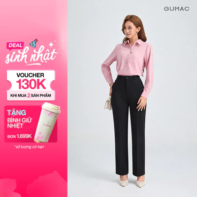 Quần Tây Nữ GUMAC Ống Suông Công Sở Thiết Kế Tối Giản Thanh Lịch Thời Trang LQG05071