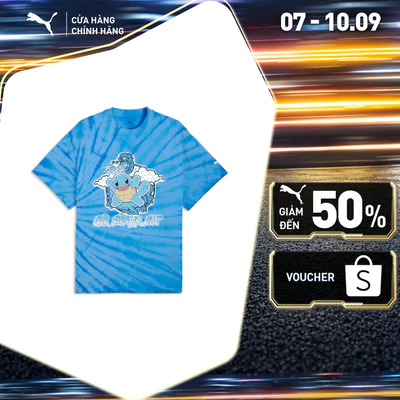 Áo Thun Thể Thao PUMA Nam Pokemon X Hoops Squirtle Tee Team Light Blue Màu Xanh