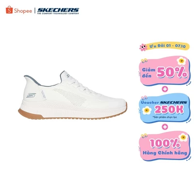Giày Thể Thao Nam Skechers Slip-ins BOBS Sport Squad 4 Direct Step Thường Ngày - 118424-WHT Memory Foam