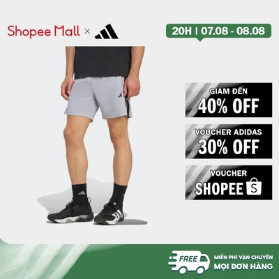 [Duy nhất 8.8 - VOUCHER 30%]adidas Gym & Training QUẦN SHORT PIQUE 3 SỌC CƠ BẢN WORKOUT ESSENTIALS 7 inch Nam Xám KD0696