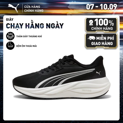 Giày Chạy Bộ PUMA Nữ Electrify NITRO 5 Wns Black-White-Silver Màu Đen