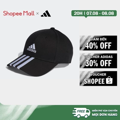 [Duy nhất 8.8 - VOUCHER 30%]adidas Phong cách sống Mũ Lưỡi Trai Cotton Twill 3 Gạch Unisex Đen IB3242