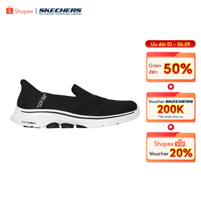 Giày Thể Thao Nữ Skechers Slip-ins GOwalk 7 Desirea Đi Bộ - 125258-BKW Air-Cooled Memory Foam