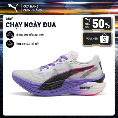 Giày Chạy Bộ PUMA Nữ Deviate Nitro Elite 3 DT WNS White-Dark Amethyst Màu Trắng