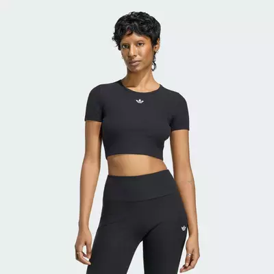 adidas Phong cách sống ÁO THUN GÂN ESSENTIALS Nữ Đen KR3601