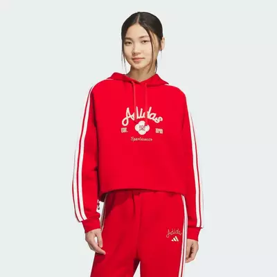 adidas Phong cách sống ÁO SWEATSHIRT CÓ MŨ LUNAR NEW YEAR Nữ Đỏ KH2694