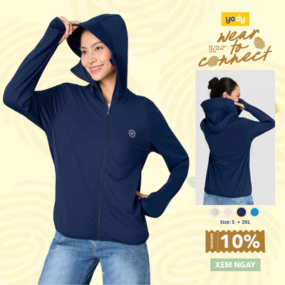 Áo chống nắng nữ Yody dáng suông basic, chống tia UV, mũ che full mặc tiện lợi thoải mái WCSJ26A005