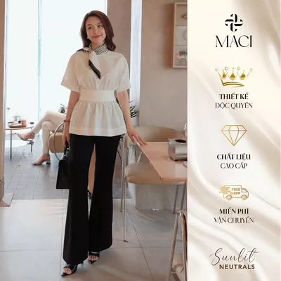 Áo Sơ Mi Dáng Peplum Nhún Eo Chất Thô Mềm MACI MCASMTR0312 Thời Trang Nữ Thiết Kế Độc Quyền