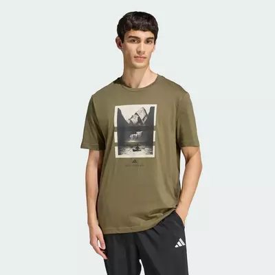 adidas Phong cách sống & Quần vợt ÁO THUN GRAPHIC KAYAK NGOÀI TRỜI Nam màu xanh lá KB2540
