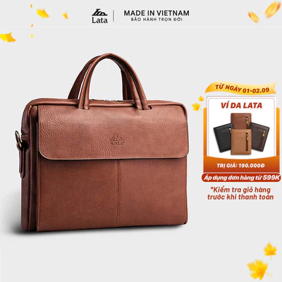 Cặp Công Sở Lata (Thời trang nam basic đựng laptop 13.3 inch - Cặp da CA21)