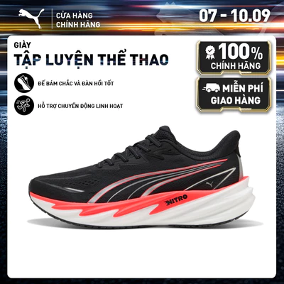 Giày Chạy Bộ PUMA Nam Velocity NITRO 5 Black-Ultra Red Màu Đen