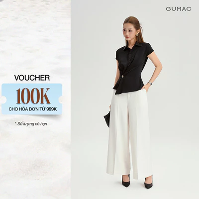 Quần Tây Nữ GUMAC Form Ống Suông Bản Lưng Rời Đỉa Kiểu Túi Dọc Tiện Lợi Phong Cách Công Sở Thanh Lịch QF11051 - LQG07093