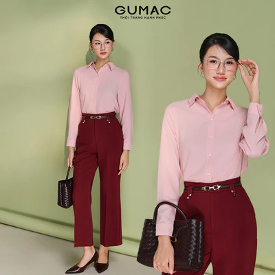 Áo Sơ Mi Nữ GUMAC Lụa Mango Form Suông Tay Dài Công Sở Mềm Mát Thanh Lịch AF04053