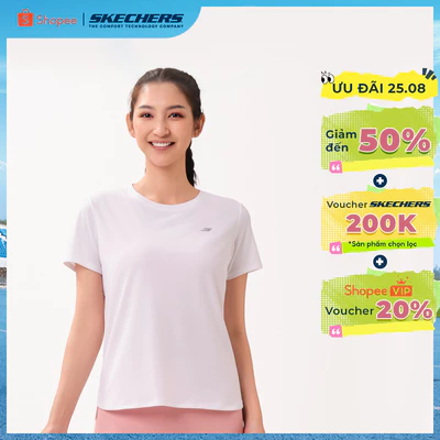 Áo Thun Tay Ngắn Nữ Skechers Running Performance Short Sleeve Tee - SP126W001-0019
