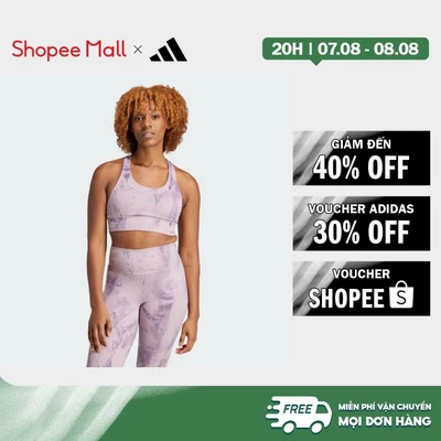 [Duy nhất 8.8 - VOUCHER 30%]adidas Gym & Training Run Pocket Medium-Support AOP Bra Iteration Women Purple IQ3380