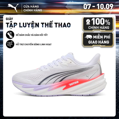 Giày Chạy Bộ PUMA Nữ Velocity NITRO 5 Wns White-Ultra Red-Light Lavender Màu Trắng
