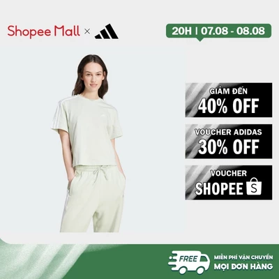 [Duy nhất 8.8 - VOUCHER 30%]adidas Phong cách sống Áo Crop Top Single Jersey 3 Sọc Essentials Nữ màu xanh lá IY4228
