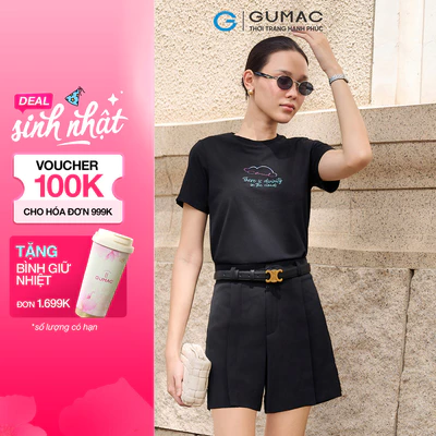 Quần Short Nữ GUMAC Form A Xếp Ly Trước Túi Sườn Chéo Hàn Đứng Form Trẻ Trung SHF04001