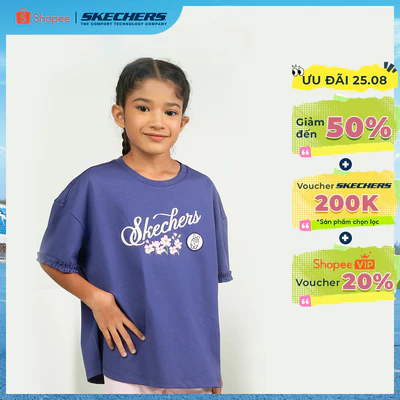Áo Thun Tay Ngắn Bé Gái Skechers Urban Outdoor Short Sleeve Tee - SL325G274-013D Online Sale