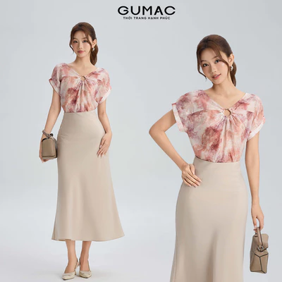 Áo Kiểu Nữ GUMAC Form Suông Cổ Tròn Tay Liền Nhún Nhẹ Trẻ Trung Nữ Tính Hiện Đại AG06014