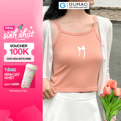 Áo Tanktop Nữ Áo 2 Dây Slim Fit Gmorning - GUMAC In Nơ Thun Gân Co Giãn Ôm Dáng Thời Trang YATE05077
