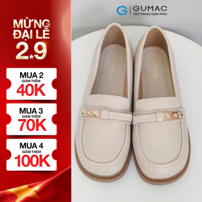 Giày Nữ GUMAC Búp Bê Đế Bệt Mũi Tròn Phối Khóa Dễ Mang Dễ Phối Đồ GF12006