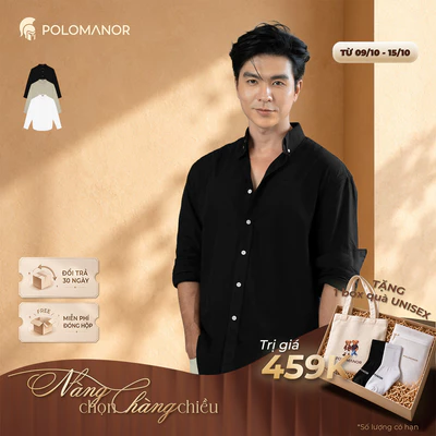 Áo sơ mi nam tay dài POPLIN, BST QUIET STRENGTH cao cấp - POLOMANOR
