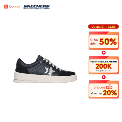 Giày Thể Thao Nữ Skechers Court Classics Hiland Illuminated Neutrals-185176-BLK